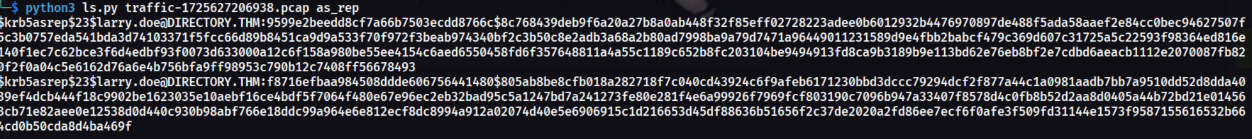 Extracted Kerberos hash